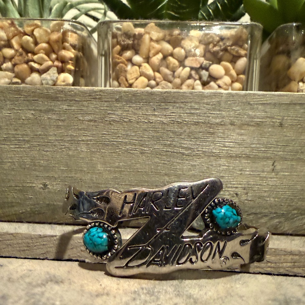 Harley Davidson Cuff Bracelet with turquoise stones size small